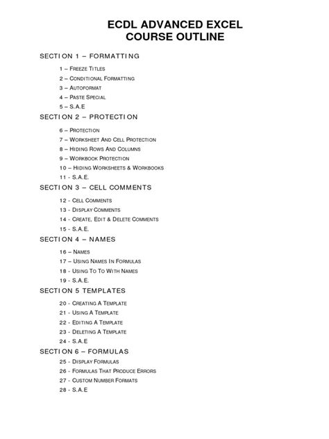Excel Ecdl Advanced