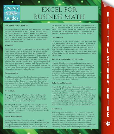 Excel For Business Math Speedy Publishing