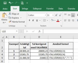 excel formel konvertera text till tal
