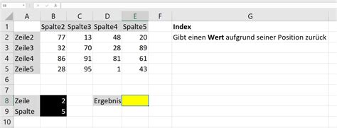 Excel Index Funktion