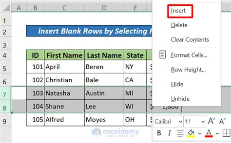 Excel Insert Multiple Blank Rows