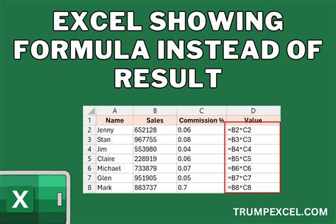 excel is showing formula