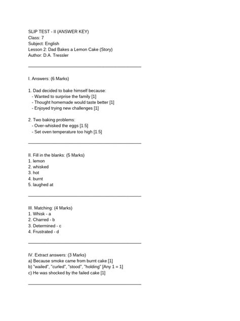 Excel Lesson 2 Answer Key