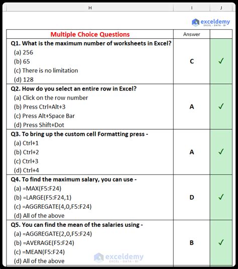 Excel Mcq Questions