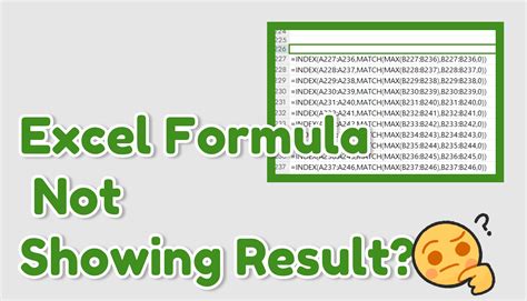 excel not showing formula results