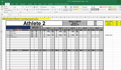 Excel Sheet Strength And Conditioning Programs