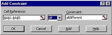 Excel Solver Alldifferent