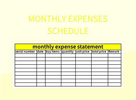Excel Template For Monthly Expenses