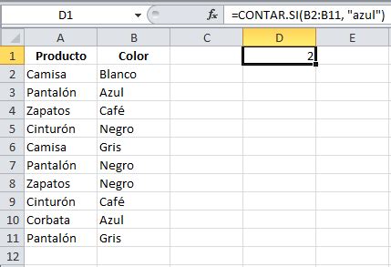 excel utilizar funcion parametro contarsi