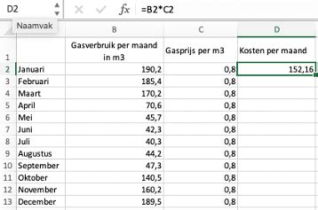 excel vermenigvuldigen factor