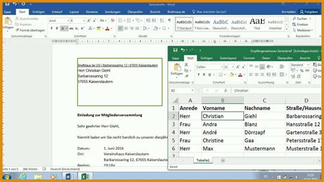 Excel Word Serienbrief