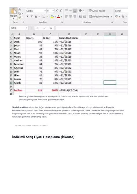 Excel Yüzde Hesaplama