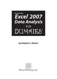 Read Online Excel 2007 Data Analysis Fd For Dummies 