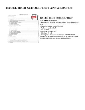 Full Download Excel High School Test Answers 