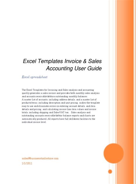 Full Download Excel Templates Invoice Sales Accounting User Guide 