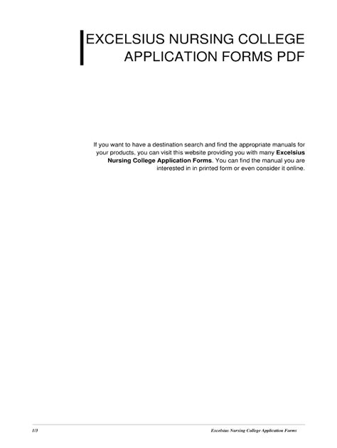 excelsius nursing college application forms