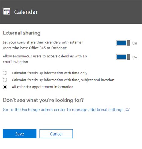 exchange share calendar with external users