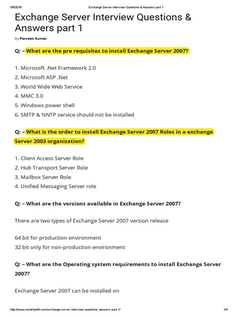 Download Exchange Server Interview Questions And Answers 
