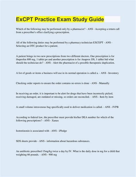 Download Excpt Exam Study Guide 