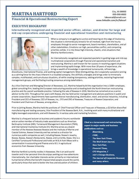 executive biography format sample