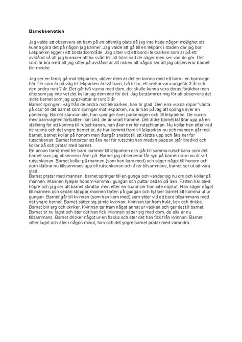 exempel på en barnobservation
