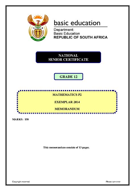 exemplar 2014 memo maths lit p2 dbe