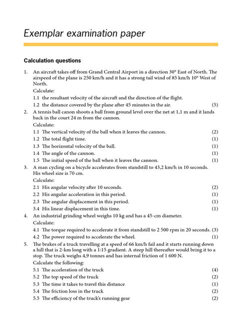 Exemplar Paper For Engineering Science N1
