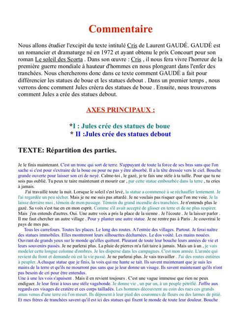 Exemple Commentaire De Texte