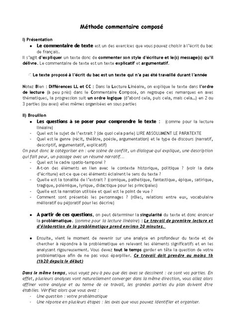 Exemple De Commentaire Composé Corrigé