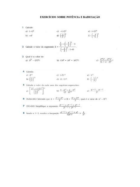 Exercícios De Potência