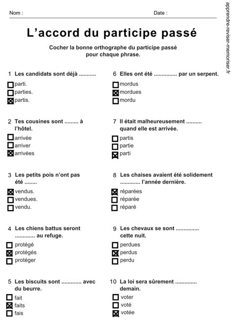 Exercice Participe Passé