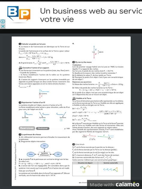 exercice physique chimie hachette