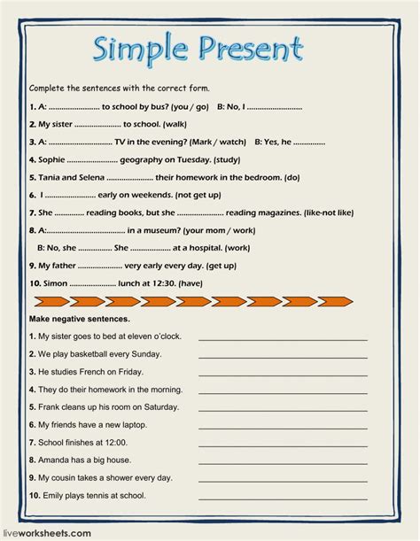 Exercice Présent Simple Anglais