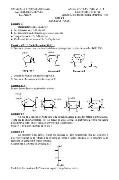 Exercices Biochimie Structurale