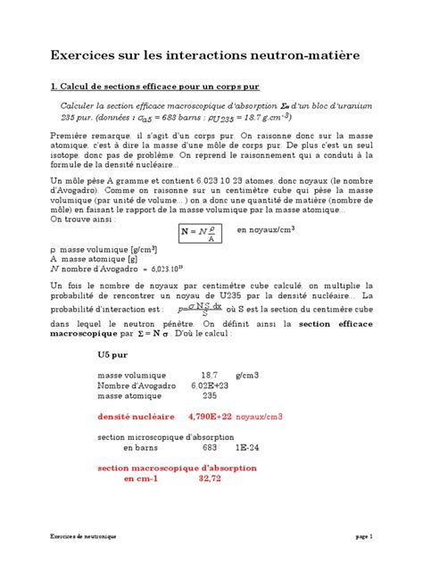 exercices de neutronique