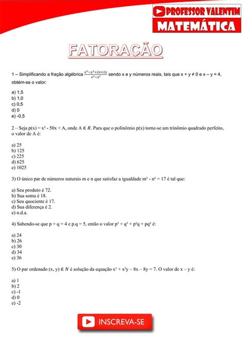 Exercicios De Fatoração