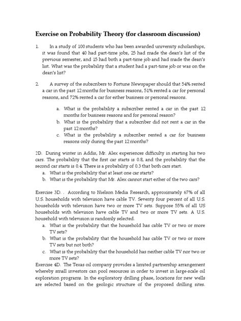Exercise In Probability Theory