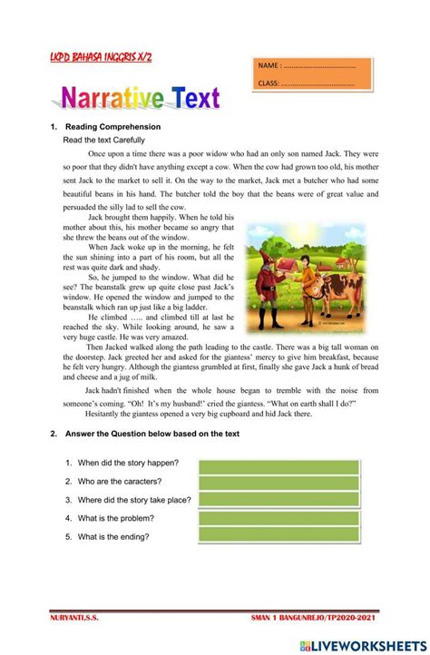 exercise narrative text and answer key