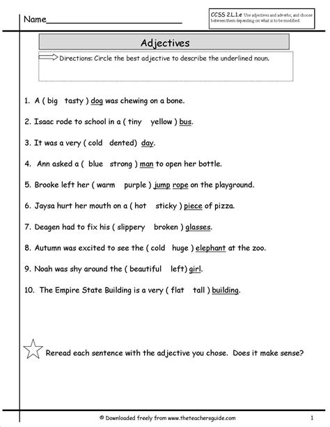 Exercise On Adjectives For Class 4 Cbse With Adjectives Exercises For Grade 4 - Adjectives Exercises For Grade 4