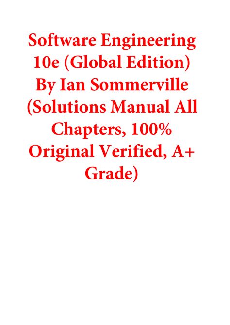 Exercise Solutions Manual Software Engineering Sommerville