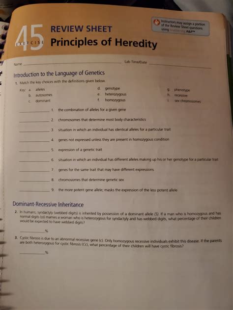 Read Exercise 45 Principles Of Heredity Answers 