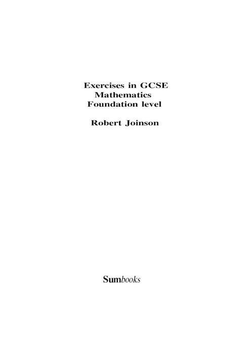 exercises in gcse mathematics by robert joinson