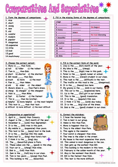 Exercises Using Comparatives And Superlatives