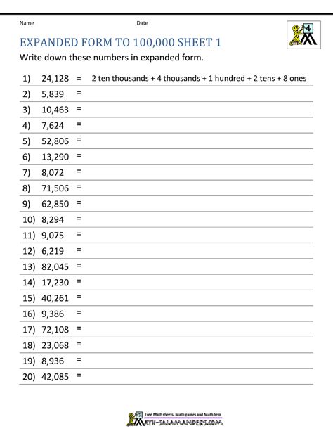 expanded form to 100000 1 Expanded Form Math, Expanded Form Worksheets