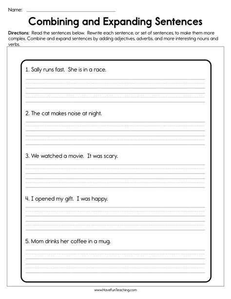 Expanding Sentences Worksheets 3rd Grade 8211 Combining Sentences Worksheet High School - Combining Sentences Worksheet High School