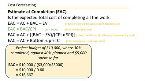 Expected Total Cost Of Completing The Work