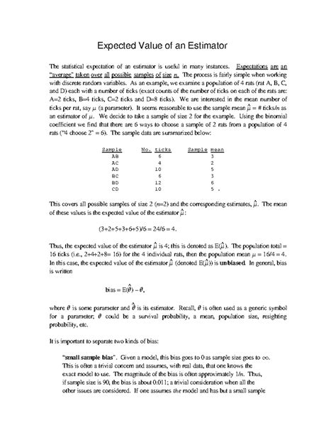 Expected Value Of Estimator
