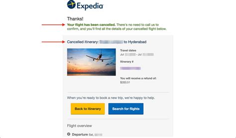 expedia refunds when flight is cancelled