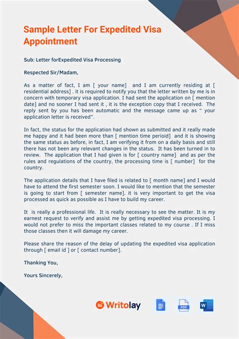Expedited Appointment Letter Sample