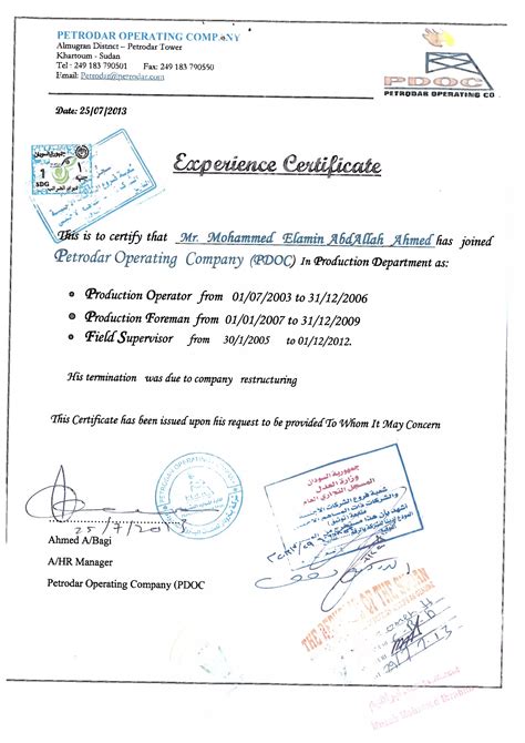 experiance cetificate sample for sociologist